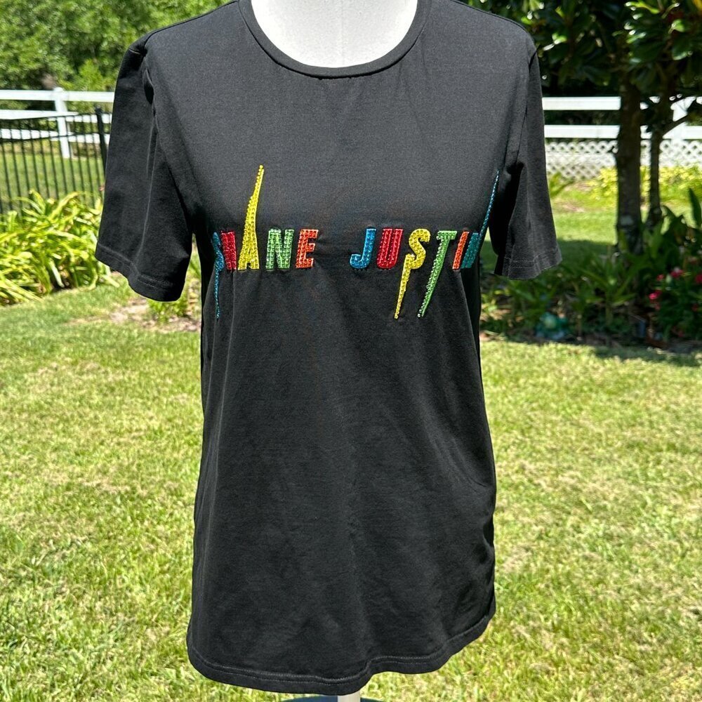 Shane Justin Rhinestone Rainbow Shirt Small